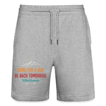Going for a Run. Be Back Tomorrow. Ultra Runners - Stanley/Stella Trainer Unisex Organic Jogging Shorts - heather grey - Front - Nik (191cm) & Marisol (170cm)