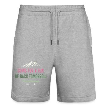 Going for a Run. Be Back Tomorrow. Ultra Runners - Stanley/Stella Trainer Unisex Organic Jogging Shorts - heather grey - Front - Nik (191cm) & Marisol (170cm)