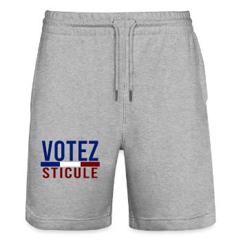 Votez humour - Short de jogging bio TRAINER Stanley/Stella unisexe - gris chiné - Devant - Nik (191cm) & Marisol (170cm)