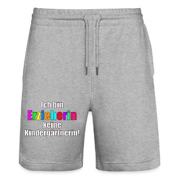 Erzieherin - Stanley/Stella Unisex Bio Joggingshorts Trainer  - Grau meliert - Vorne - Nik (191cm) & Marisol (170cm)