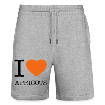 I LOVE APRICOTS Aprikose - Stanley/Stella Unisex Bio Joggingshorts Trainer  - Grau meliert - Vorne - Nik (191cm) & Marisol (170cm)