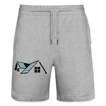 Maison avec panneaux solaires - Short de jogging bio TRAINER Stanley/Stella unisexe - gris chiné - Devant - Nik (191cm) & Marisol (170cm)