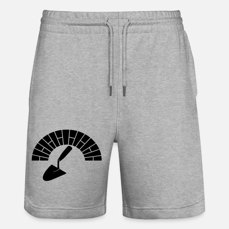 Mason masonry bricks with trowel logo - Stanley/Stella Trainer Unisex Organic Jogging Shorts - heather grey