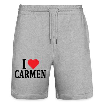 T-shirt I love Carmen t-shirt gift idea - Stanley/Stella Trainer Unisex Organic Jogging Shorts - heather grey - Front - Nik (191cm) & Marisol (170cm)