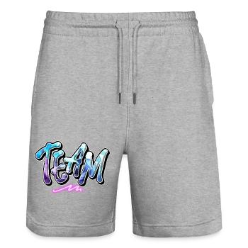 Team - Stanley/Stella Trainer Unisex Organic Jogging Shorts - heather grey - Front - Nik (191cm) & Marisol (170cm)