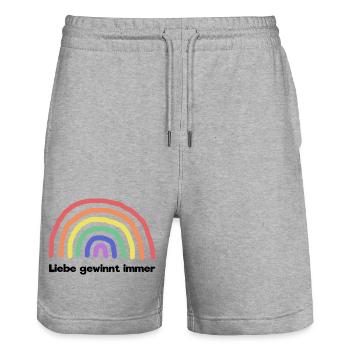 Regenbogen Liebe Statement Freiheit Frieden - Stanley/Stella Unisex Bio Joggingshorts Trainer  - Grau meliert - Vorne - Nik (191cm) & Marisol (170cm)
