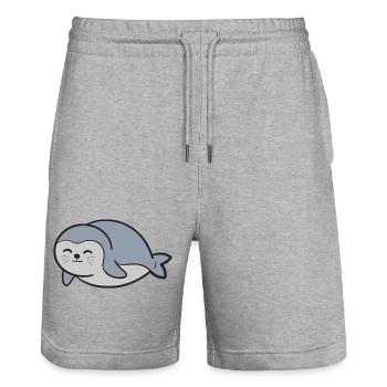 Sceau d’étanchéité - Short de jogging bio TRAINER Stanley/Stella unisexe - gris chiné - Devant - Nik (191cm) & Marisol (170cm)