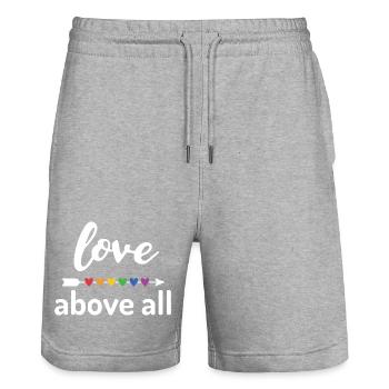 L’amour avant tout - Short de jogging bio TRAINER Stanley/Stella unisexe - gris chiné - Devant - Nik (191cm) & Marisol (170cm)