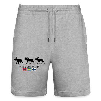 Observation d’orignaux en Scandinavie - Short de jogging bio TRAINER Stanley/Stella unisexe - gris chiné - Devant - Nik (191cm) & Marisol (170cm)