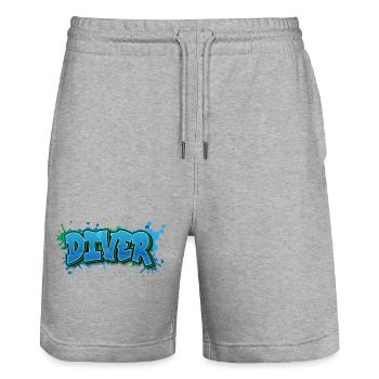 Diver Graffiti Paint Splash - Gift for Divers - Stanley/Stella Trainer Unisex Organic Jogging Shorts - heather grey - Front - Nik (191cm) & Marisol (170cm)