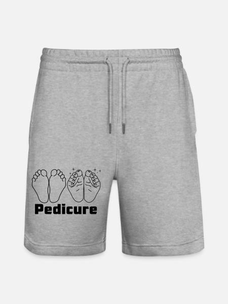 Feet with text Pedicure - Stanley/Stella Trainer Unisex Organic Jogging Shorts - heather grey