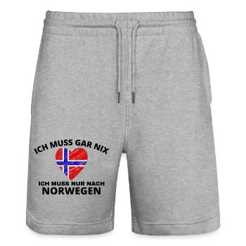 Norwegen - Stanley/Stella Unisex Bio Joggingshorts Trainer  - Grau meliert - Vorne - Nik (191cm) & Marisol (170cm)