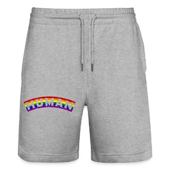 Human Pride Flag Design - Stanley/Stella Unisex Bio Joggingshorts Trainer  - Grau meliert - Vorne - Nik (191cm) & Marisol (170cm)