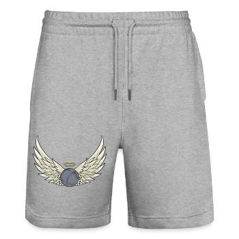 Ailes de boule bouler et joueur de pétanque - Short de jogging bio TRAINER Stanley/Stella unisexe - gris chiné - Devant - Nik (191cm) & Marisol (170cm)