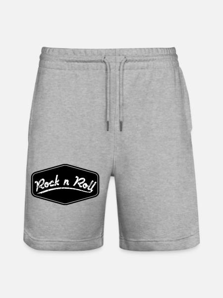 Rock n Roll Shield Shape - Stanley/Stella Trainer Unisex Organic Jogging Shorts - heather grey