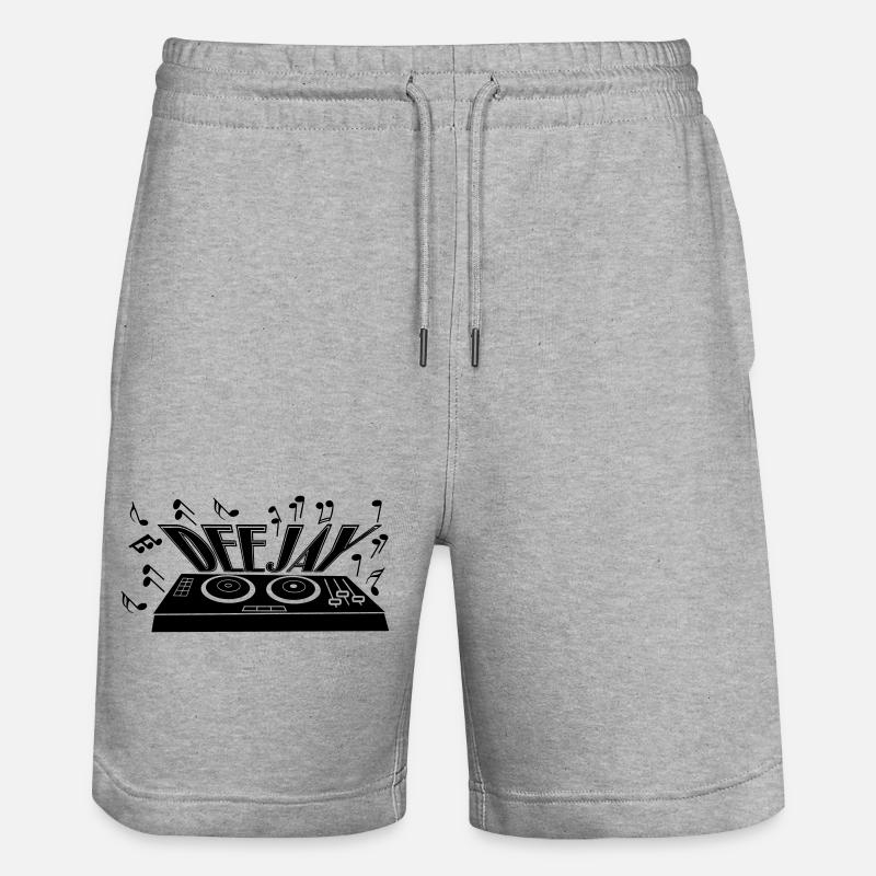 Deejay with turntable and tones - Stanley/Stella Trainer Unisex Organic Jogging Shorts - heather grey