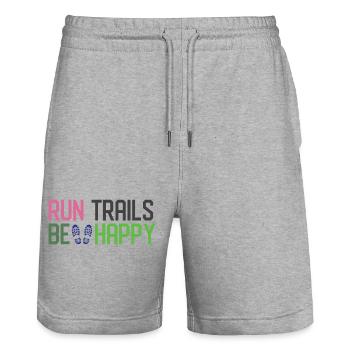 Laufstrecken Seien Sie glücklich - Stanley/Stella Unisex Bio Joggingshorts Trainer  - Grau meliert - Vorne - Nik (191cm) & Marisol (170cm)