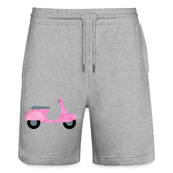 Roller flauschig Plüsch Vintage Mädchen Girl Fun - Stanley/Stella Unisex Bio Joggingshorts Trainer  - Grau meliert - Vorne - Nik (191cm) & Marisol (170cm)