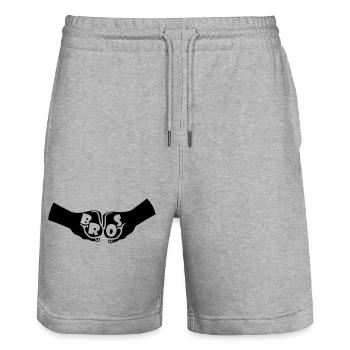 Fists Bros Team - Stanley/Stella Trainer Unisex Organic Jogging Shorts - heather grey - Front - Nik (191cm) & Marisol (170cm)