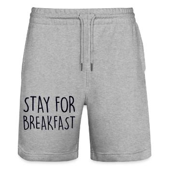 SÉJOUR POUR LE PETIT DÉJEUNER Frühstück - Short de jogging bio TRAINER Stanley/Stella unisexe - gris chiné - Devant - Nik (191cm) & Marisol (170cm)