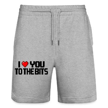 I love you to the bits - Stanley/Stella Trainer Unisex Organic Jogging Shorts - heather grey - Front - Nik (191cm) & Marisol (170cm)