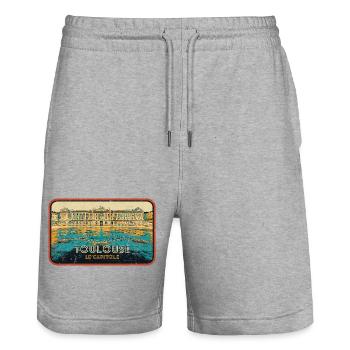 Retro badge, Toulouse France is my hometown - Stanley/Stella Trainer Unisex Organic Jogging Shorts - heather grey - Front - Nik (191cm) & Marisol (170cm)