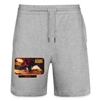 Retro badge, Algarve Portugal, beach summer sun - Stanley/Stella Trainer Unisex Organic Jogging Shorts - heather grey - Front - Nik (191cm) & Marisol (170cm)