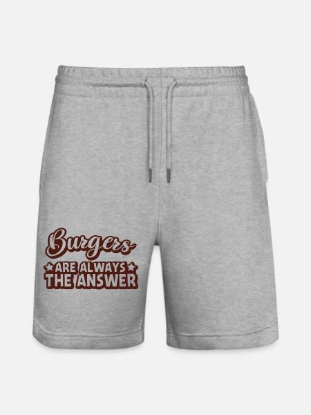 Burger Love Graphic - Stanley/Stella Trainer Unisex Organic Jogging Shorts - heather grey