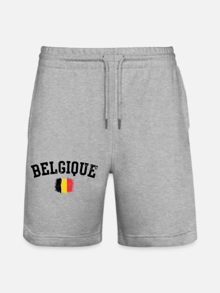 Belgian Flag Brushstroke - Stanley/Stella Trainer Unisex Organic Jogging Shorts - heather grey