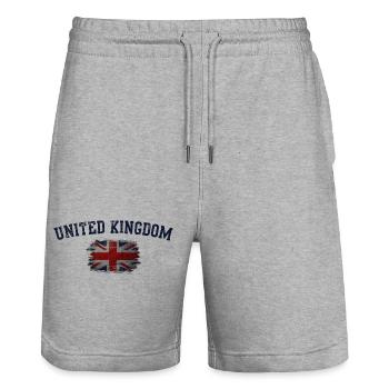 Drapeau du Royaume-Uni - Short de jogging bio TRAINER Stanley/Stella unisexe - gris chiné - Devant - Nik (191cm) & Marisol (170cm)