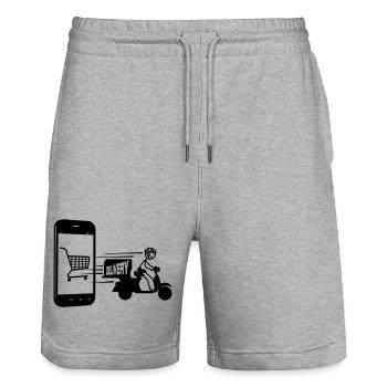 Online-Shopping und Lieferroller - Stanley/Stella Unisex Bio Joggingshorts Trainer  - Grau meliert - Vorne - Nik (191cm) & Marisol (170cm)