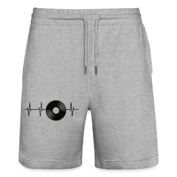 Record Herzschlag - Stanley/Stella Trainer Unisex Organic Jogging Shorts - heather grey - Front - Nik (191cm) & Marisol (170cm)