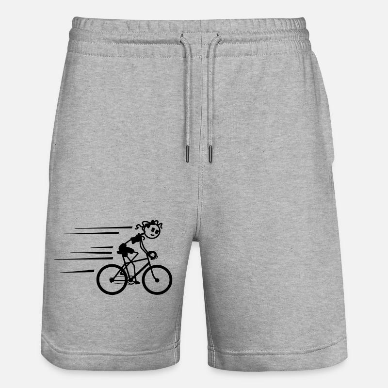 Radfahrer Strichmännchen radeln schnell - Stanley/Stella Unisex Bio Joggingshorts Trainer  - Grau meliert