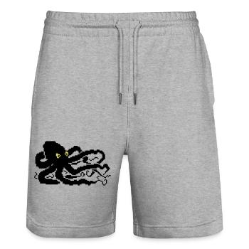 8bit pixel octopus - Stanley/Stella Unisex Bio Joggingshorts Trainer  - Grau meliert - Vorne - Nik (191cm) & Marisol (170cm)