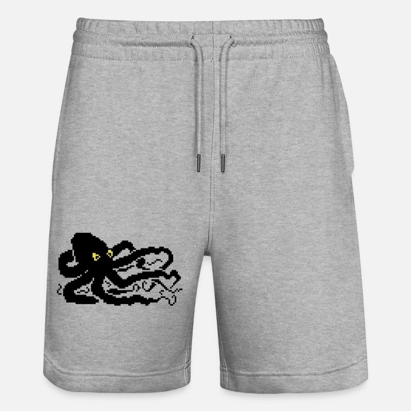 8bit pixel octopus - Stanley/Stella Unisex Bio Joggingshorts Trainer  - Grau meliert