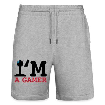 A Gamer Bold Typografie - Stanley/Stella Unisex Bio Joggingshorts Trainer  - Grau meliert - Vorne - Nik (191cm) & Marisol (170cm)