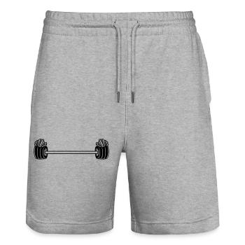 Bodybuilder Weightlifting French Fries - Stanley/Stella Trainer Unisex Organic Jogging Shorts - heather grey - Front - Nik (191cm) & Marisol (170cm)