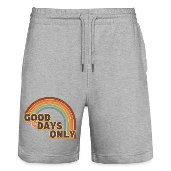 Good Days Only - Retro Vintage Rainbow - Stanley/Stella Trainer Unisex Organic Jogging Shorts - heather grey - Front - Nik (191cm) & Marisol (170cm)