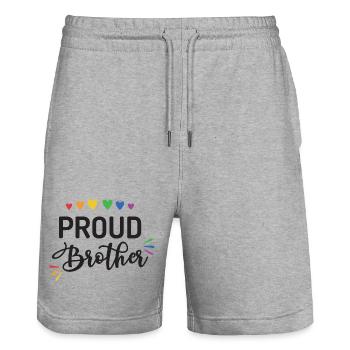 Proud Brother - Stanley/Stella Trainer Unisex Organic Jogging Shorts - heather grey - Front - Nik (191cm) & Marisol (170cm)
