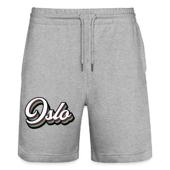Oslo City - Modernes Typografie Motiv - Stanley/Stella Unisex Bio Joggingshorts Trainer  - Grau meliert - Vorne - Nik (191cm) & Marisol (170cm)