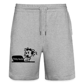 Help desk secretary with microphone and headset - Stanley/Stella Trainer Unisex Organic Jogging Shorts - heather grey - Front - Nik (191cm) & Marisol (170cm)