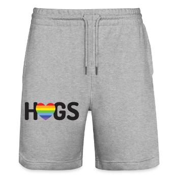 LGBT Hugs - Stanley/Stella Trainer Unisex Organic Jogging Shorts - heather grey - Front - Nik (191cm) & Marisol (170cm)