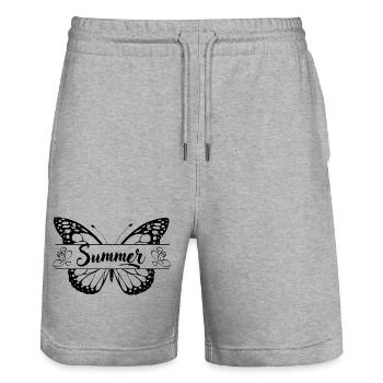 Motif d’été avec papillon, femmes cadeaux - Short de jogging bio TRAINER Stanley/Stella unisexe - gris chiné - Devant - Nik (191cm) & Marisol (170cm)