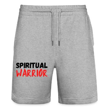 Spiritual Warrior (zen spiritualité) - Short de jogging bio TRAINER Stanley/Stella unisexe - gris chiné - Devant - Nik (191cm) & Marisol (170cm)