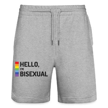 Bonjour, je suis bisexuel - Short de jogging bio TRAINER Stanley/Stella unisexe - gris chiné - Devant - Nik (191cm) & Marisol (170cm)