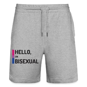 Hallo, ich bin bisexuell - Stanley/Stella Unisex Bio Joggingshorts Trainer  - Grau meliert - Vorne - Nik (191cm) & Marisol (170cm)