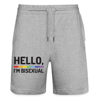 Bonjour, je suis bisexuel - Short de jogging bio TRAINER Stanley/Stella unisexe - gris chiné - Devant - Nik (191cm) & Marisol (170cm)