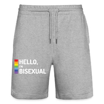 Hallo, ich bin bisexuell - Stanley/Stella Unisex Bio Joggingshorts Trainer  - Grau meliert - Vorne - Nik (191cm) & Marisol (170cm)