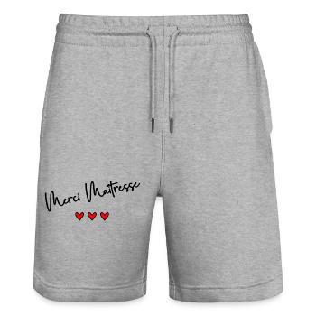 MERCI. MERCI MAÎTRESSE. CADEAU MAÎTRESSE. VACANCES - Short de jogging bio TRAINER Stanley/Stella unisexe - gris chiné - Devant - Nik (191cm) & Marisol (170cm)
