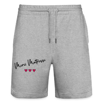 MERCI. MERCI MAÎTRESSE. CADEAU MAÎTRESSE. VACANCES - Short de jogging bio TRAINER Stanley/Stella unisexe - gris chiné - Devant - Nik (191cm) & Marisol (170cm)